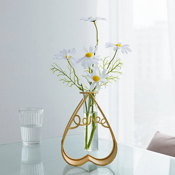 Artificial Flower Arrangement with Glass Vase Decorative Tabletop Centerpiece for Living Room Dining Table