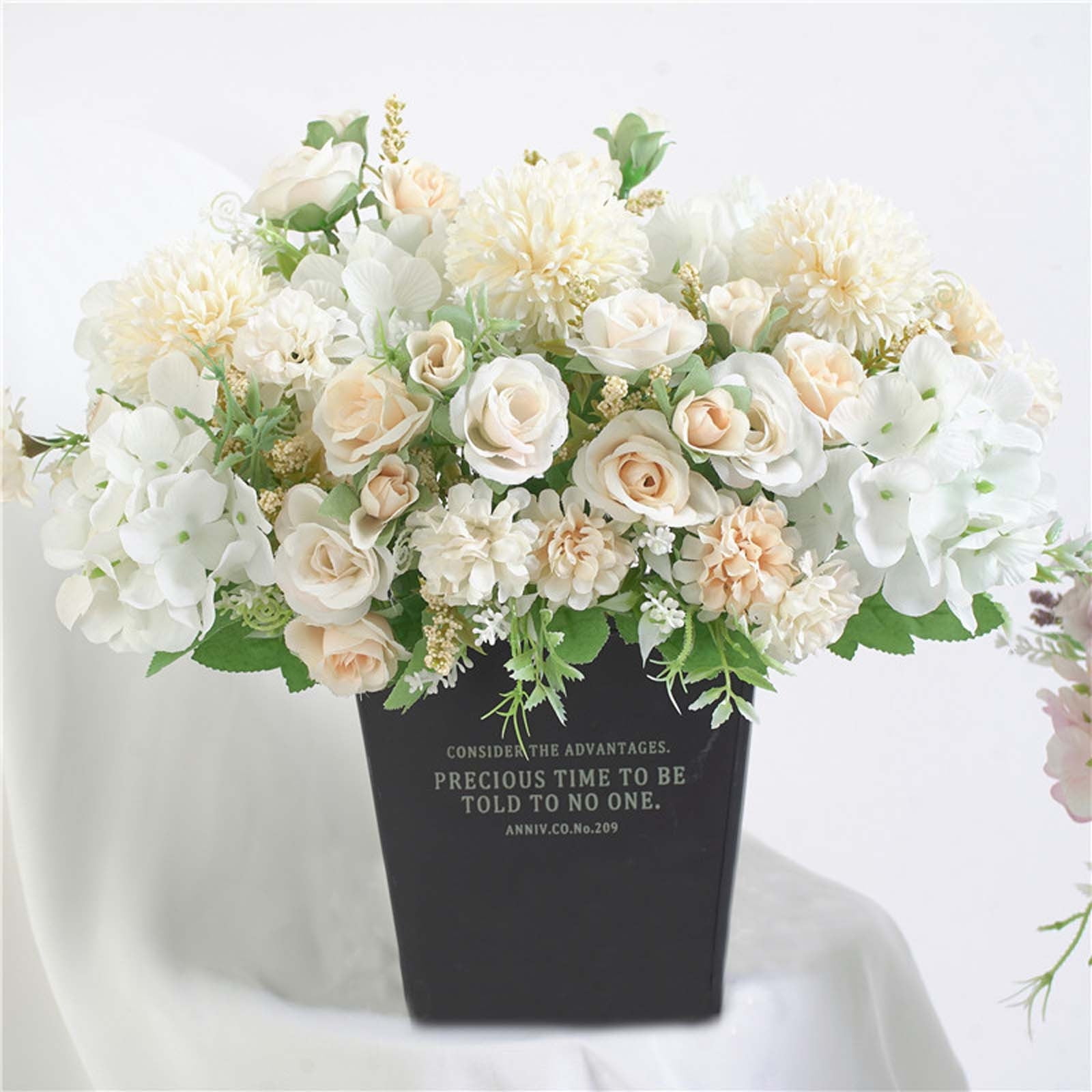 Artificial Flower Arrangements 7 Flowers, Champagne Silk Hydrangea ...