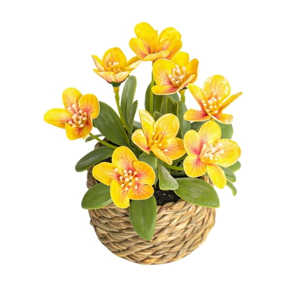 Artificial Flower Arrangements in Pots for Home Decor, Spring Summer Table Centerpiece for Living Room Dining Office Desk, White Pink Yellow Purple