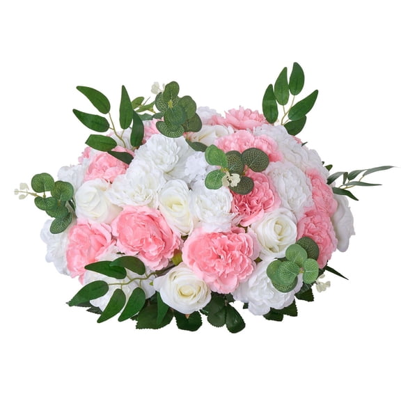 Artificial Flower Ball Bouquet 10 PCS 17.7 Inch Diameter Wedding Table Centerpiece Pink White Roses Home Decor