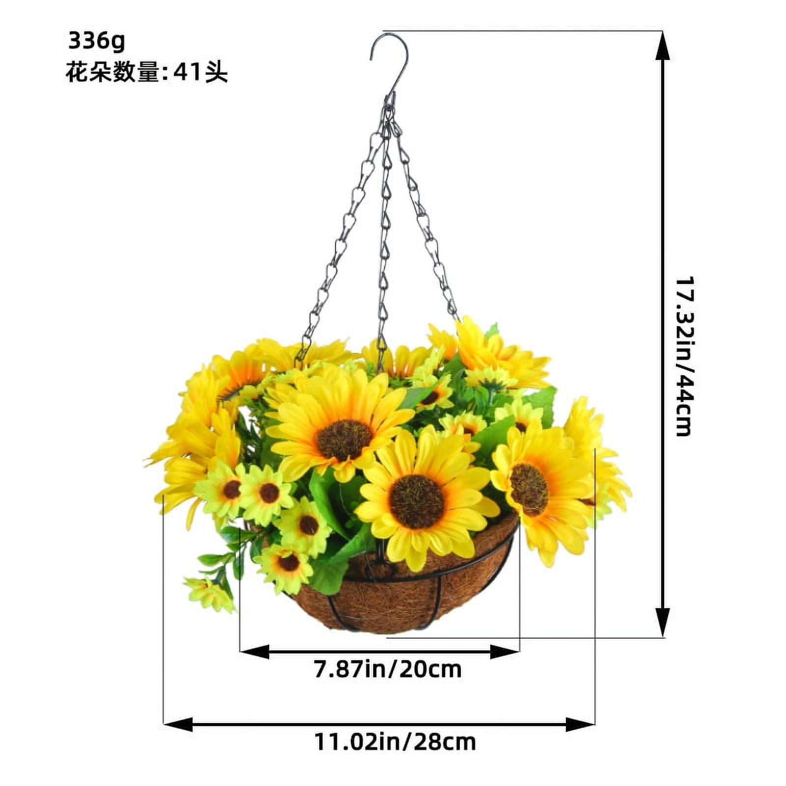 Artificial Flower Basket Outdoor Hanging Basket with Flower Realistic Sunflowers Hanging