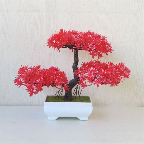 Artificial Flower Bonsai Plant Bonsai [Yun Song Red] Fake Flowers, 1X Artificial Flowers Bonsai Plants Bonsai Fake Flowers Small(Plastic, One Size)
