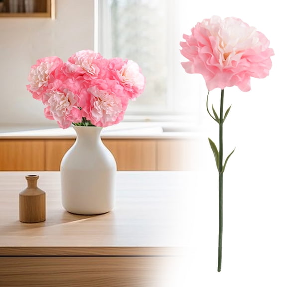 Artificial Flower Bouquet,10.6" Realistic Stemless Carnations for Wedding Centerpiece,Home Wall Decor,Cafe Restaurant Table Display,Faux Flowers,Pink,1 Stem
