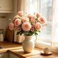 thumbnail image 1 of Artificial Flower Bouquet 13.39 Inch Silkly Fake Flowers with Roses Hydrangea Chrysanthemums Faux Floral Arrangement for Vase Home Wedding Party Decor, 1 of 6