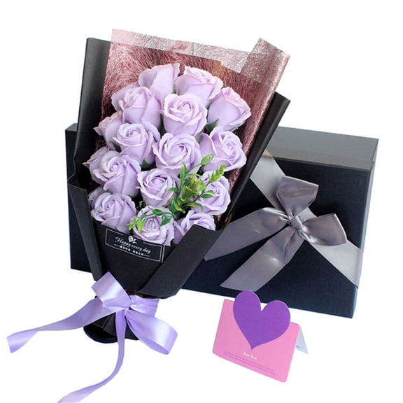 Artificial Flower Bouquet 18 Scented Soap Roses with Gift Box for Her Him Valentine's Day Anniversary Wedding Mothers Day Birthday Gift and Proposal