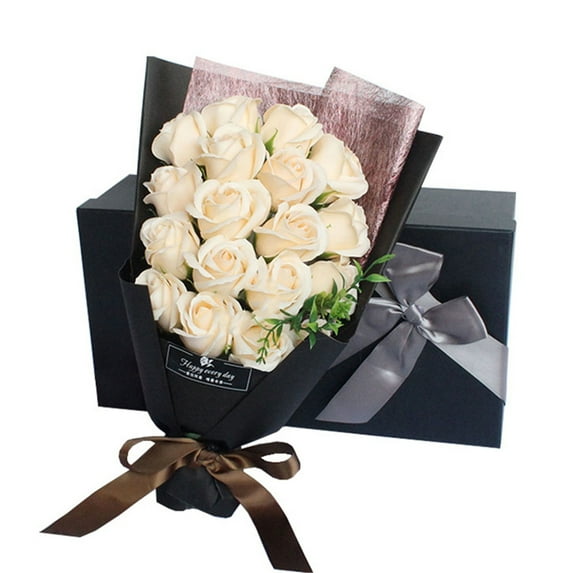 Artificial Flower Bouquet 18 Scented Soap Roses with Gift Box for Her Him Valentine's Day Anniversary Wedding Mothers Day Birthday Gift and Proposal