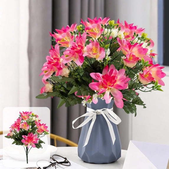 Artificial Flower Bouquet 18in Plastic Faux Floral Arrangement For ...