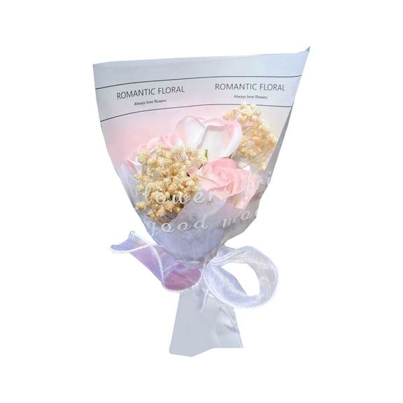 Artificial Flower Bouquet,3 Heads Artificial Soap Bouquet,Artificial Flower Bouquet Gift Box,Artificial Soap Flower,Soap Flower Bouquet For Mothers, Mom, Wife, Anniversary Birthday Gifts,(B,5.9 in)