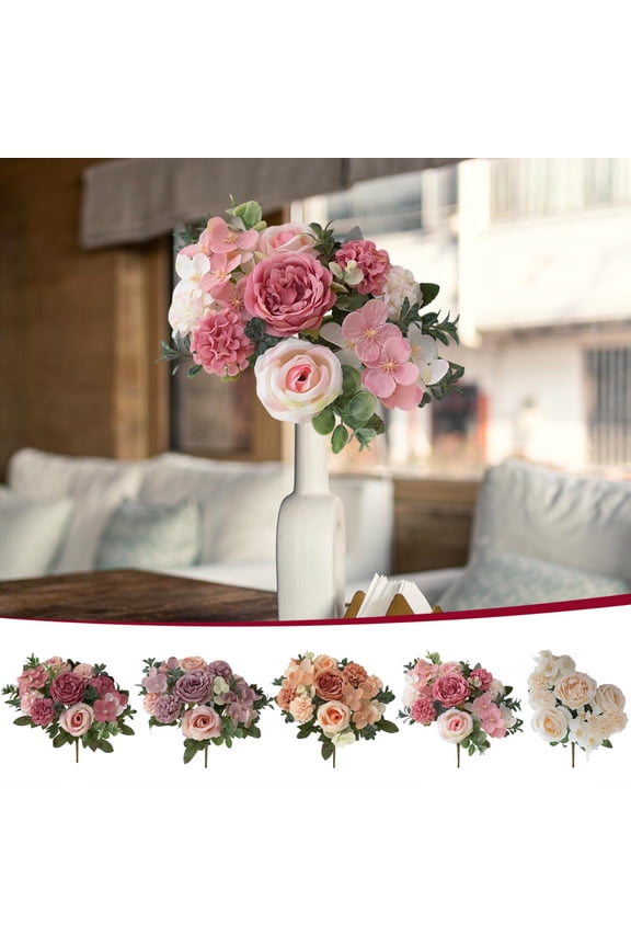 Artificial Flower Bouquet 30cm | Silk Floral Arrangement | Home Decor, Wedding Handheld Centerpiece | Vibrant Colors, Vase-Filling, Long-Lasting Display