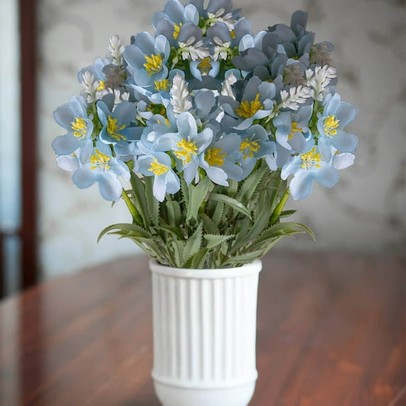 Artificial Flower Bouquet, Faux Floral Decor, Fake Flower Arrangement for Home, Wedding, Party, Event, Table Centerpiece & Wall Decor, Cloth Floral Material (Blue)
