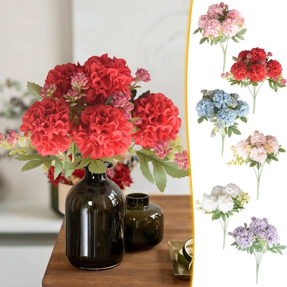 Artificial Flower Bouquet Hydrangea Flowers Faux Silk Flower for Table Centerpieces Home Kitchen Wedding Decoration