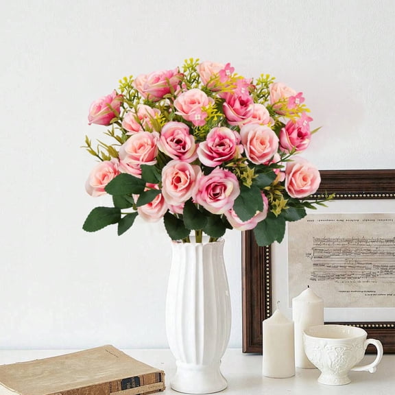 Artificial Flower Bouquet Rose Flowers Faux Silk Flower for Table Centerpieces Home Kitchen Wedding Decoration