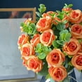 thumbnail image 1 of Artificial Flower Bouquet for Wedding Bridal, Beige Realistic Fake Flowers with Adjustable Stem, Handheld Bouquet for Centerpieces, Home Decor, Party & Events, 12 Inch Orange, 1 of 8