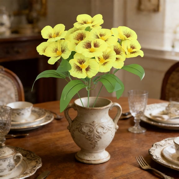 Artificial Flower Bouquet Yellow Flowers Faux Silk Flower for Table Centerpieces Home Kitchen Wedding Decoration