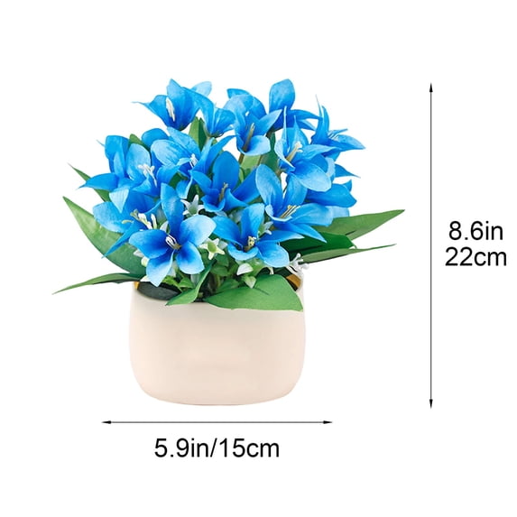 Artificial Flower Bouquet with Vase Faux Silk Floral Arrangement Low Maintenance Centerpiece for Living Room Bedroom Wedding Party Decor YYUZH