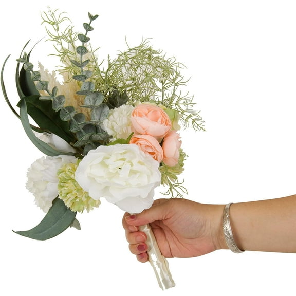 Artificial Flower Bouquets,15 Inch Wedding Bouquet for Bridesmaid, Tossing Bouquet for Bridal Shower Wedding Ceremony,Green Garden