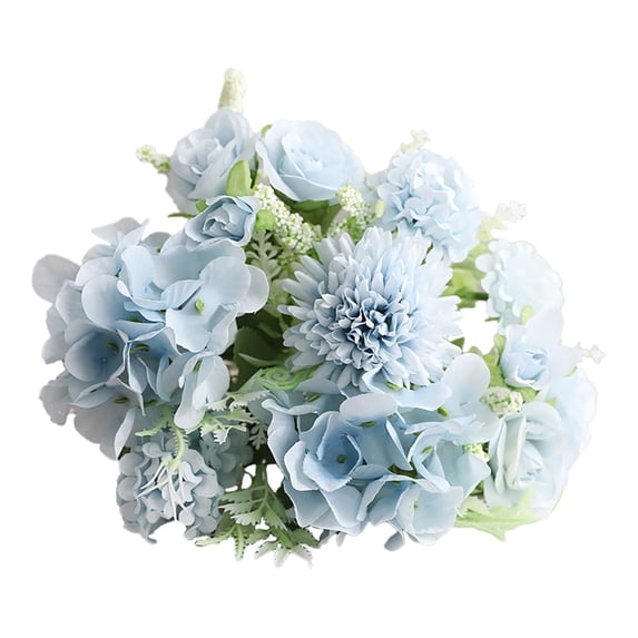 Artificial Flower Bouquets, Fake Silk Mixed Floral Bushes, Pastel Hydrangea Rose Arrangements, Wedding Bridal Centerpieces, Indoor Home Farmhouse Decor for Party, Tabletop & Event Decorations