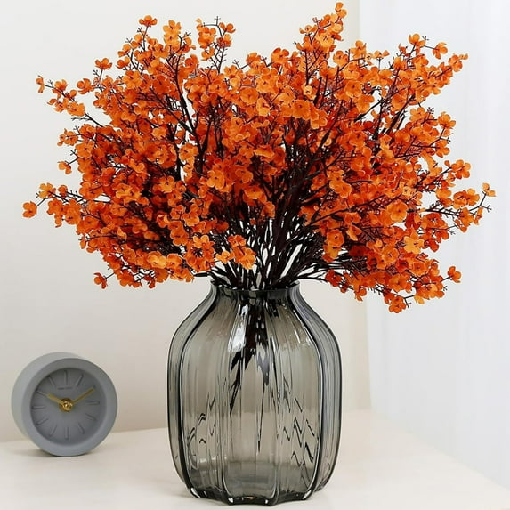 Artificial Flower Branches | Realistic Multicolor Orange Floral Stems | Decorative Silk Cloth Plastic Faux Flowers | Living Room Vase Ornament | 10pcs | 15.74in | Home Office Decoration