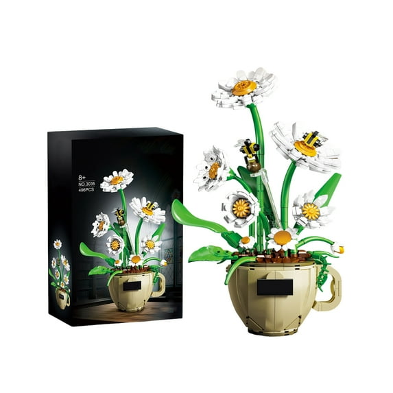 Artificial Flower Building Blocks Set - 496PCS Bouquet Building Blocks DIY Home Decoration Kit for Adults, Girlfriends, Mom - Christmas, Birthday, Valentine's Day Gifts