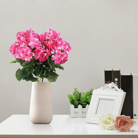 Artificial Flower Bundles Verdsylv Artificial Begonia Geranium Flower, Faux Plant for Home Living Room Decor, Kitchen Window Sill Decoration, Vibrant Housewarming Gift, Uv Resistant Faux Plants, Pink
