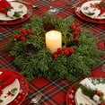 thumbnail image 1 of Artificial Flower Candle Ring Centerpiece with Berries for Holiday Dining Table Decor and Party Celebrations, 1 of 6