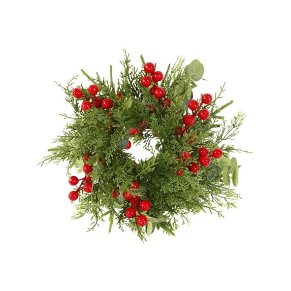 Artificial Flower Candle Rings Wreath Christmas Candle Rings Wreath For Candles & Candleholders Xmas Candlerings For Pillar Candle Holiday Mantle Home Table Decor