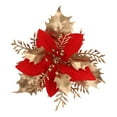 thumbnail image 1 of Artificial Flower, Christmas Flower Head, Holiday Wreath Ornaments, Lifelike Poinsettias and Holly Arrangements, Velvet-Textured Petals, Fade-Resistant, Reusable, Home Decoration Accessories, 1 of 7