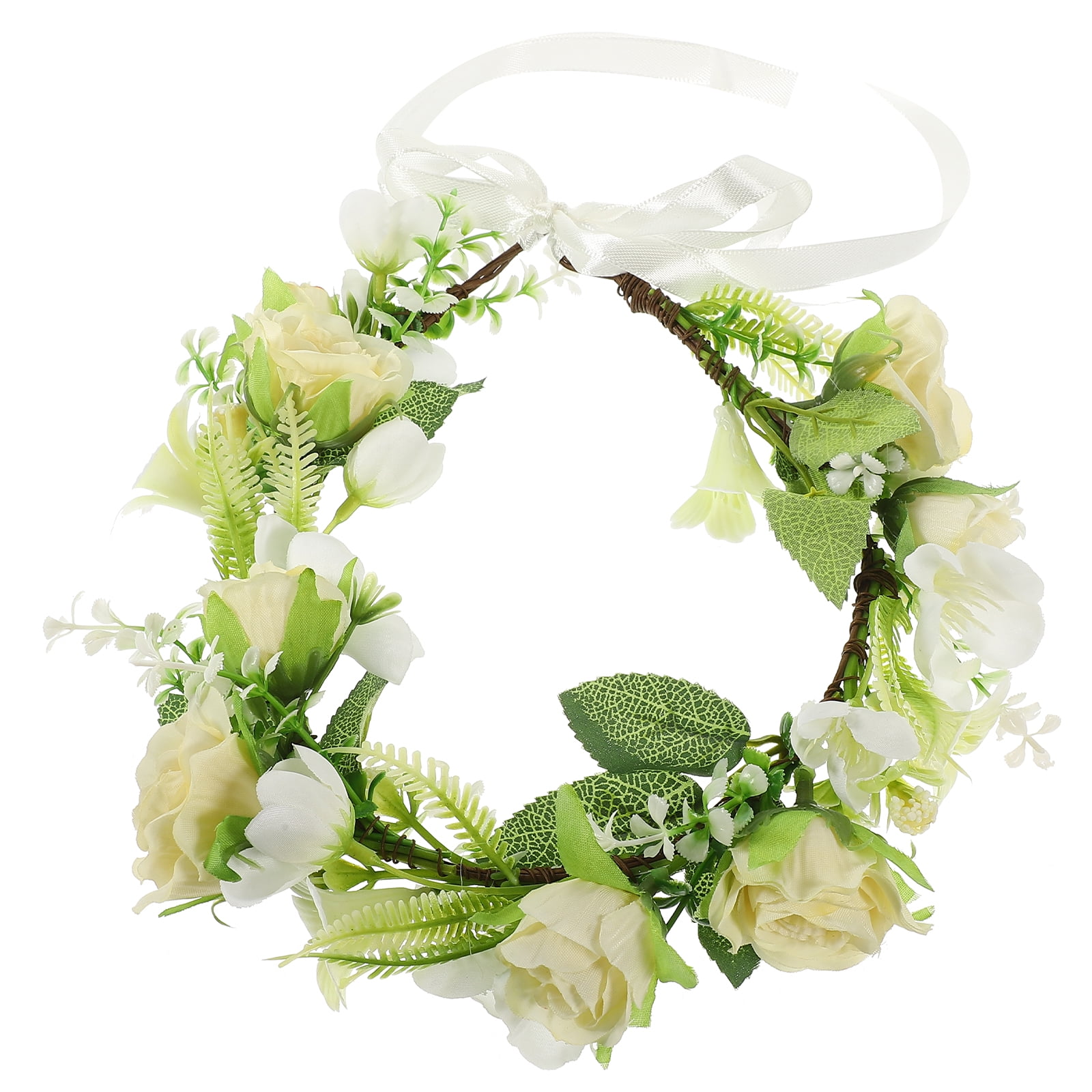 Artificial Flower Crown Headband Flower Hair Crown Decorative Headpiece for Wedding Bride