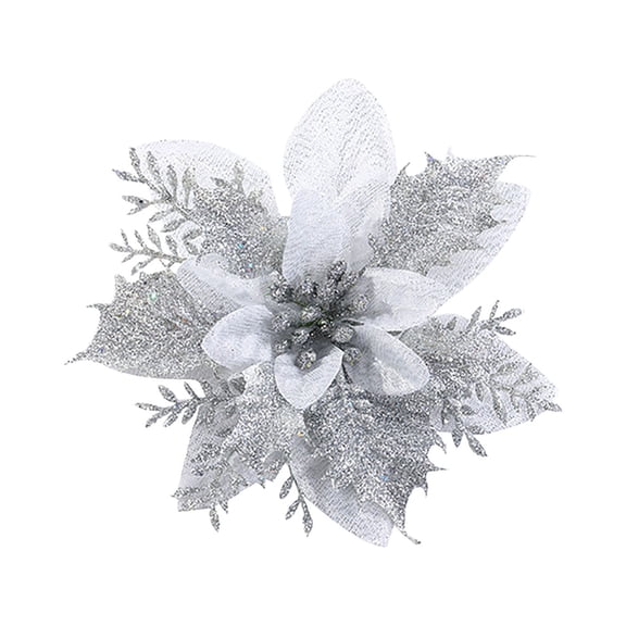 Artificial Flower Decor,Flash Flower Ornament Set for Party Decorations,Home Decor,Centerpieces,All Occasions,Simulation Flowers,Faux Floral Arrangement,Silver,1PC