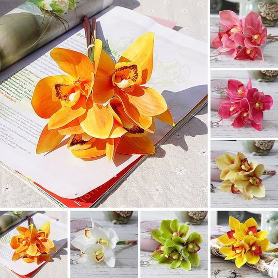 Registent Artificial Flower Fine Workmanship Weather-resistant 4 Branches Real ...