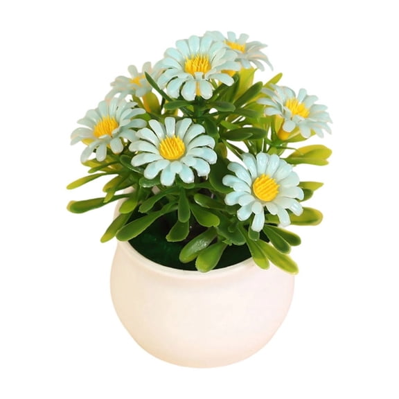 Artificial Flower Flowers With Pot 7 Heads Fake Plastic Flower Arrangement For Home Office Wedding Table Decor