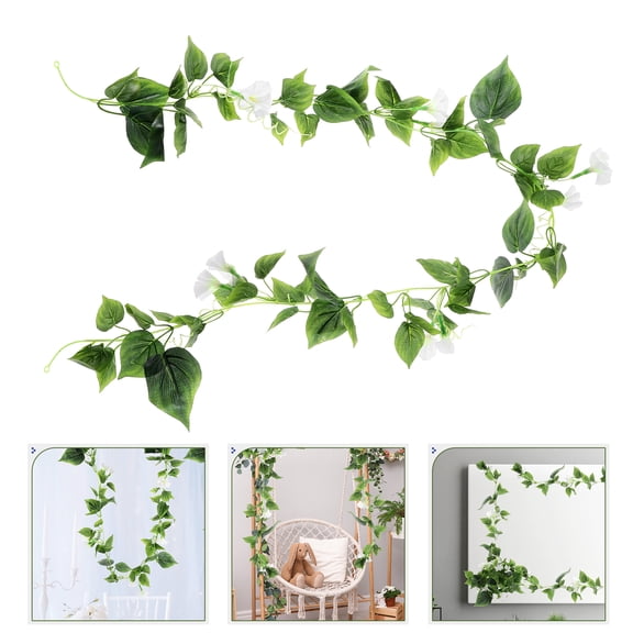 OULII White Floral Gar with Realistic Texture Faux Hanging Vines for Outdoor Garden Use