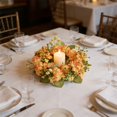 thumbnail image 1 of Artificial Flower Garland Spring Summer Decor, Mini Floral Wedding Candle Ring Wreath, Table Centerpiece Party Door Decoration, 1 of 6