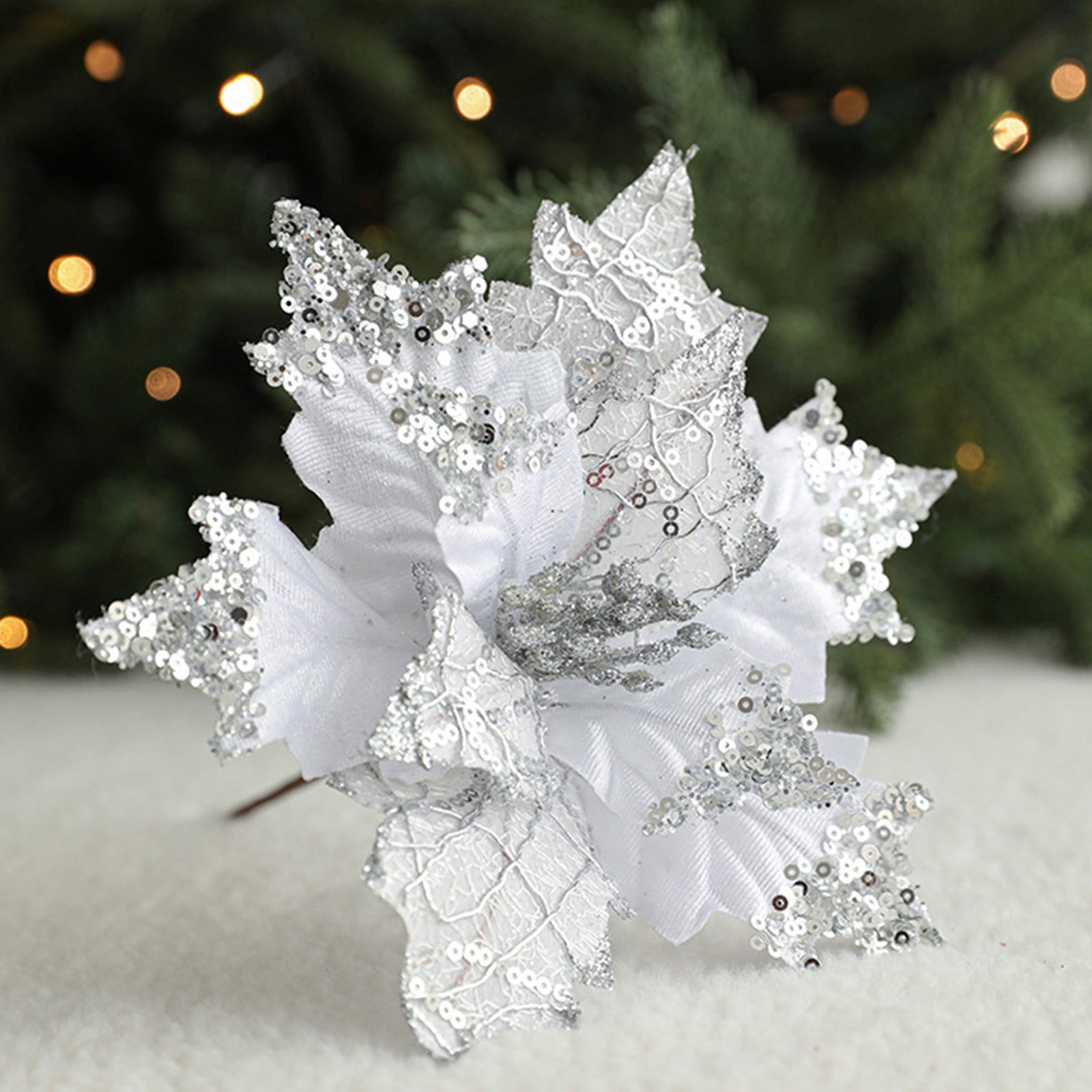 Artificial Flower Glitter Flower Christmas Flower Fabric Floral