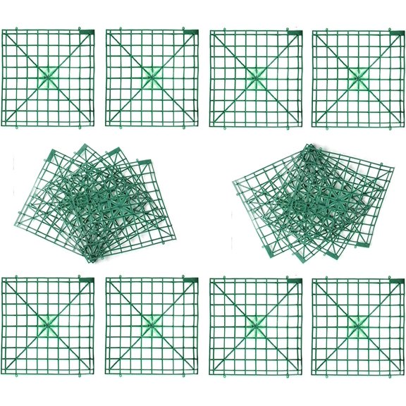 Artificial Flower Grid Panels 10x10 Inches 16 Pieces Plastic Wall Frames for DIY Decor