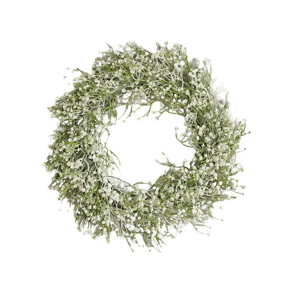 Yucurem Artificial Gypsophila Wreath for Front Door, 15.7 Inch Simulated Garland for Wedding Party Home Decor, Door Hanging Wreath Decor (A)