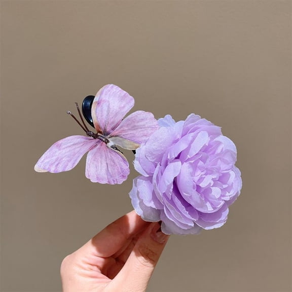 Artificial Flower Hair Clip Ribbon Side Clip Decorative Hair Accessory for Women Beach Photo Props Wedding Headwear