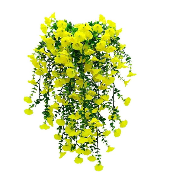 Artificial Flower Hanging Basket with Fake Rose Vines | Plastic Wall-Mounted Decor for Living Room Ceiling | 75cm Long Rod for Indoor Outdoor Use