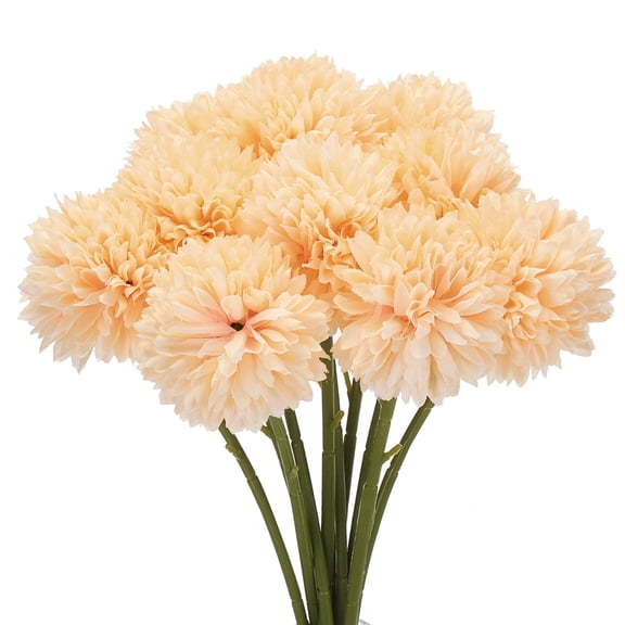 Uxcell Artificial Flower Heads Silk Chrysanthemum Hydrangea Champagne Color Faux 10Pcs