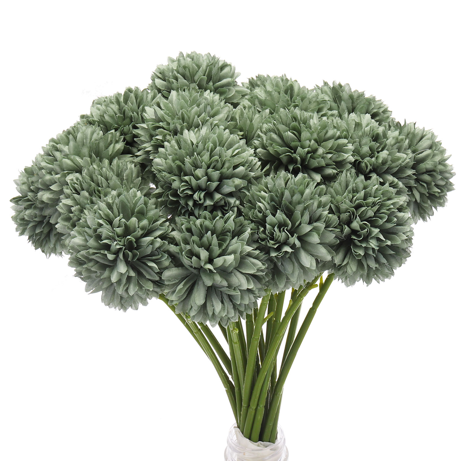 Artificial Flower Heads, Silk Chrysanthemum Hydrangea Green Faux Flowers 20Pcs