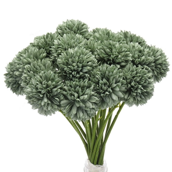 Artificial Flower Heads, Silk Chrysanthemum Hydrangea Green Faux Flowers 20Pcs