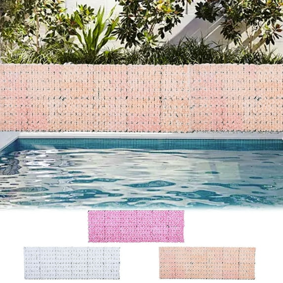 Artificial Flower Hedge Fence Screen | Ivy Trellis Roll | Decorative Privacy Panel | Balcony Patio Garden Backyard Wall | 50 x 100 cm | White Pink Hot Pink | Durable Plastic | Weather Resistant