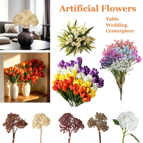 Artificial Flower Hydrangea, White Faux Flowers, Hyper Realistic Artificial Flowers for Bathroom Desk Shelf Wedding Bouquet Kitchen Dining Coffee Table Centerpiece, AKLJWH - #01 White
