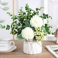 thumbnail image 1 of Artificial Flower Hydrangea and Small CeramicVase Fake Plant Eucalyptus Leaf Berry Flower Arrangement for Home Decoration (White), 1 of 4