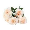 thumbnail image 1 of Artificial Flower Not Wither Realistic Non-fading No Watering Easy Care Faux Silk 7 Heads of Bouquet of Bud Heart Roses Weeding Supply-Champagne, 1 of 6