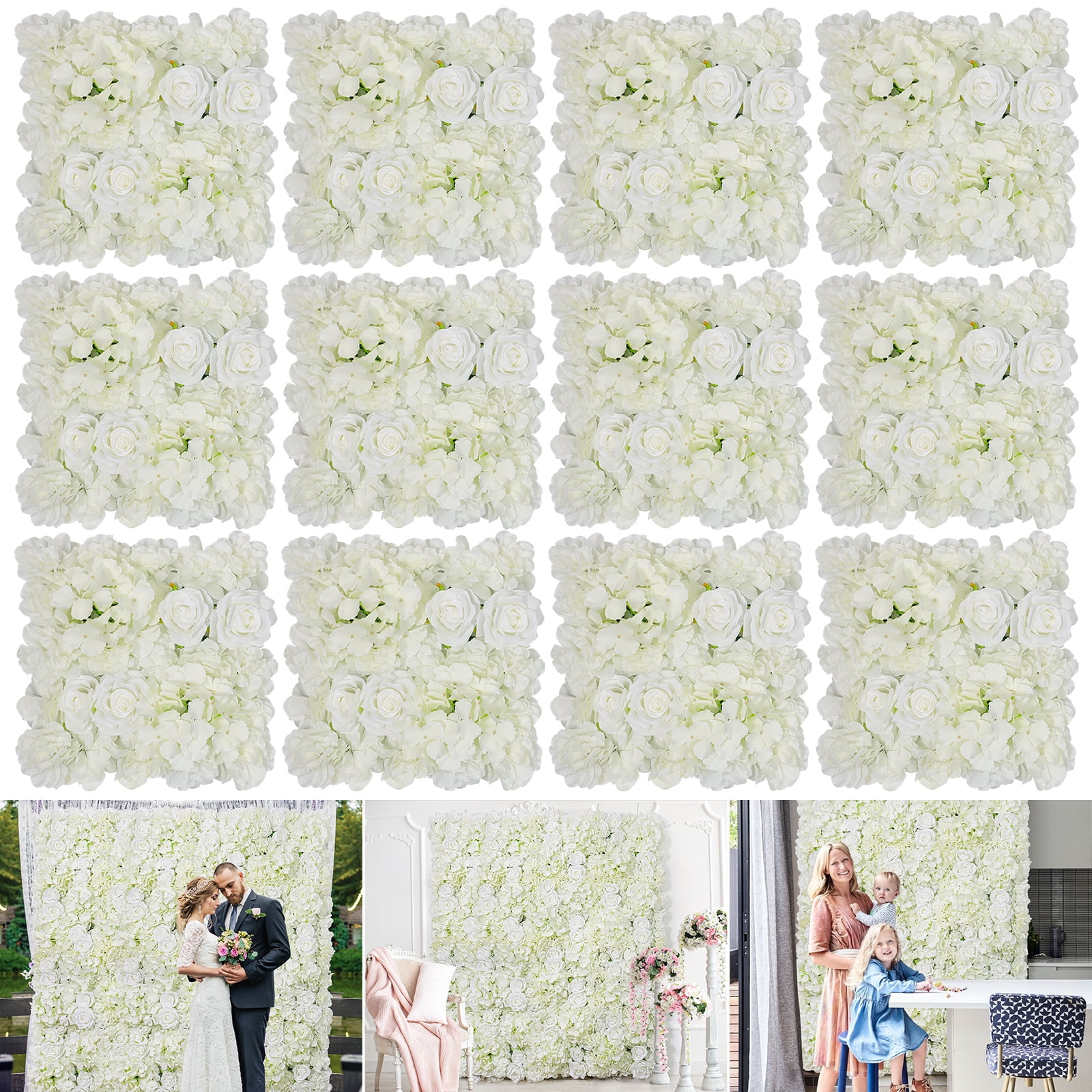Artificial Flower Panels for Wall Backdrop 12Pack - Floral Décor