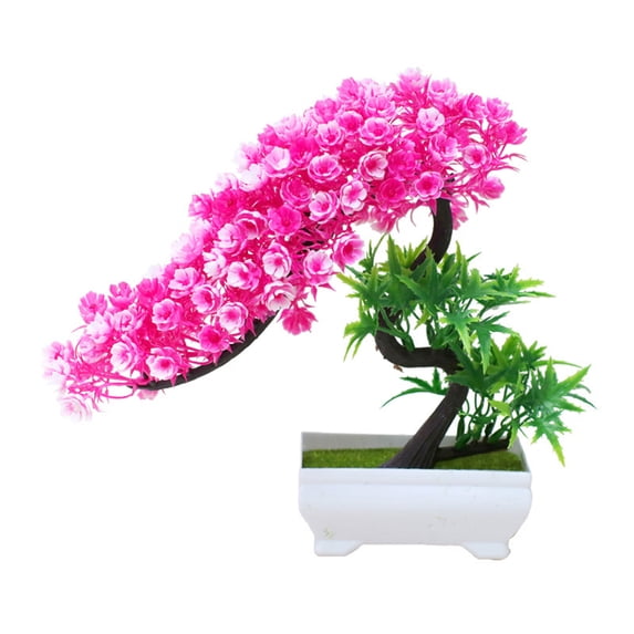 Artificial Flower Plant Tree Potted Bonsai Office Garden Party Desktop Ornament Pink Plastic