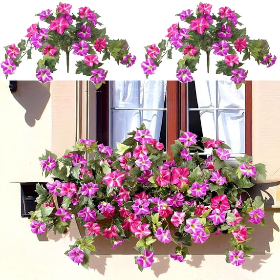Artificial Flower Plants Petunias Wall Hanging Vines, Outdoor Patio Decoration for Gardens, Weddings, and Home Decor, Realistic Simulation with Colorful Flowers and Durable Material