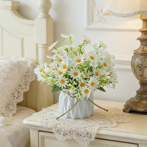 Artificial Flower Pots,7.87 Inch Fake Ceramic Vase for Flowers,Table Centerpieces Ornament,Living Room Shelf,Table Cabinet,Wedding Decoration,White