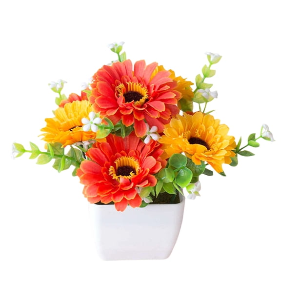 Artificial Flower Potted Plant (With Pot) Artificial Baby'S Breath Chrysanthemum Sunset D